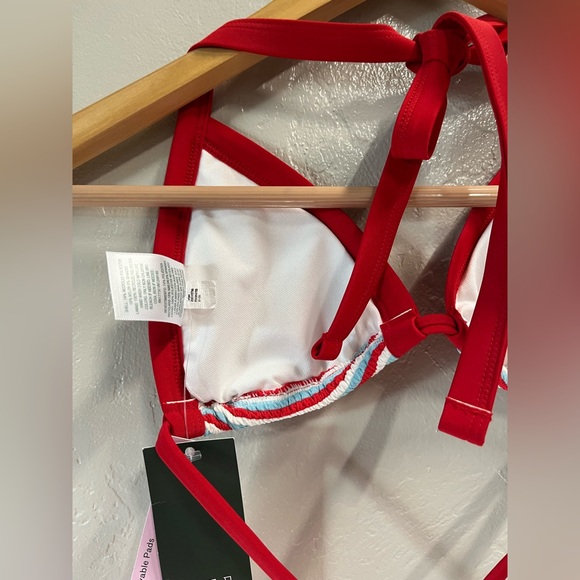 Wild Fable Women’s Pucker Contrast Binding Triangle Bikini Top XS (0-2) NWT Red - Picture 4 of 11